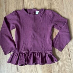 Kate Quinn organic lilac top, buttons down the back, ruffly hem girls size 8 yrs